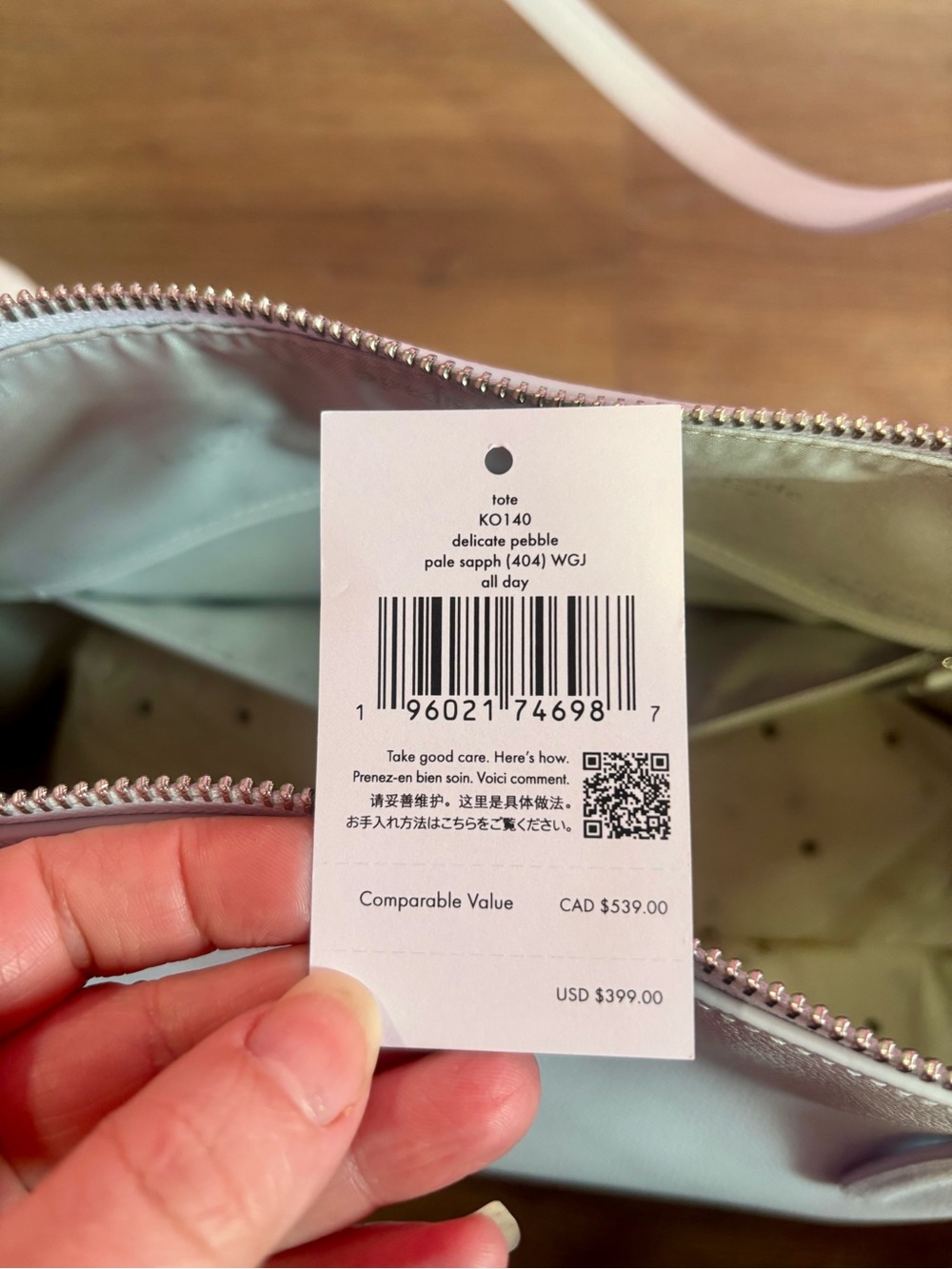 Kate Spade pale blue leather tote & pebbled leather wallet Duo NWT! MSRP $638! - Picture 6 of 16